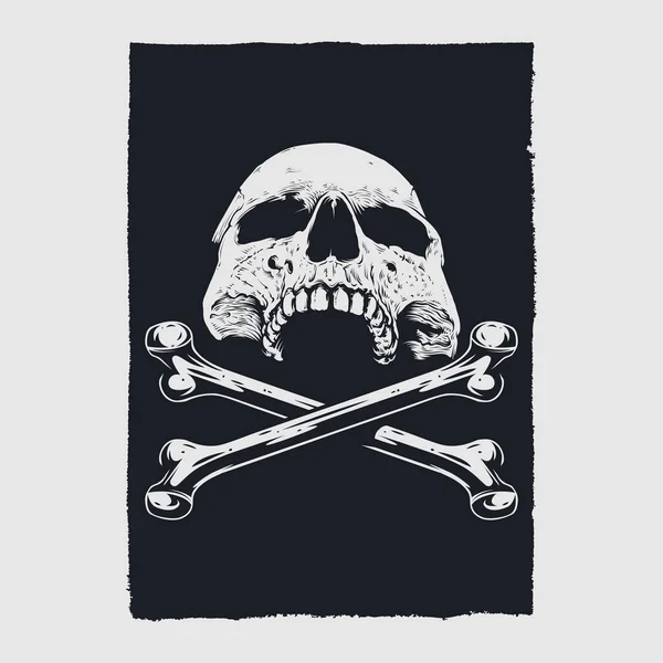 頭蓋骨と骨のポスターデザイン — ストックベクタ