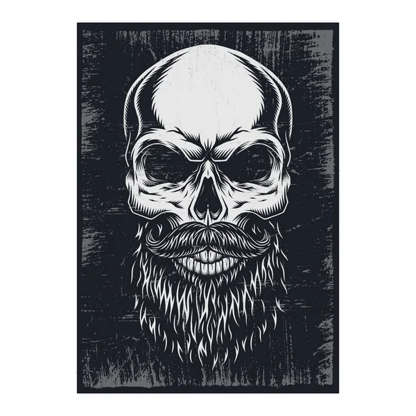 Design Posters Crânio Osso Com Textura Grunge — Vetor de Stock