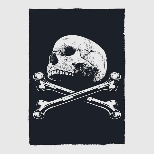 頭蓋骨と骨のポスターデザイン — ストックベクタ