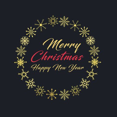 Mutlu Noeller ve mutlu yeni yıl mektupları altın süslemeli basım yazısı