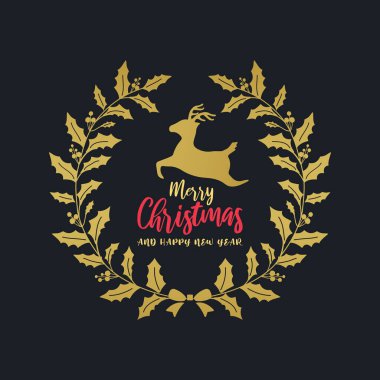 Mutlu Noeller ve mutlu yeni yıl mektupları altın süslemeli basım yazısı