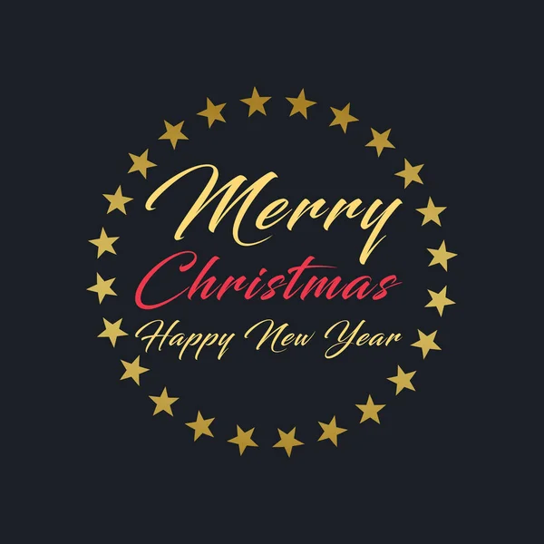 圣诞快乐 新年快乐 字体用金色饰物书写 — 图库矢量图片#
