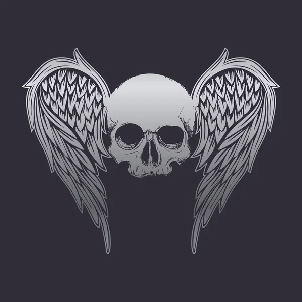 頭蓋骨と翼のベクトルデザイン — ストックベクタ