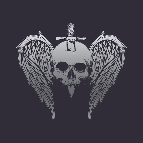 骷髅和翅膀矢量设计 — 图库矢量图片