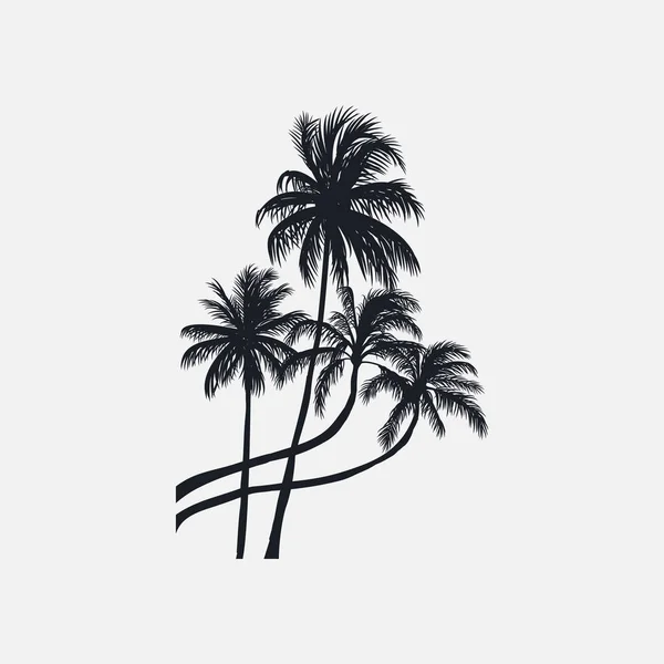 Palm Bomen Silhouet Vector Illustratie — Stockvector