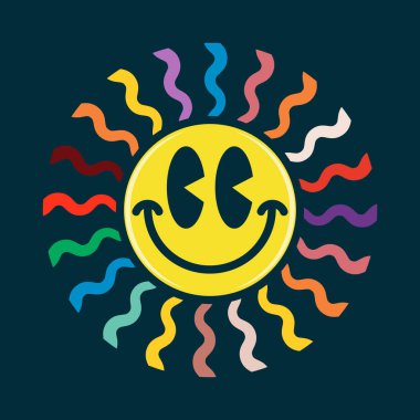 Mutluluk gülen yüz emojisi, güneş gibi parlıyor.