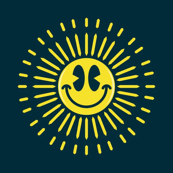 Mutluluk Gülen Yüz Emojisi Güneş Gibi Parlıyor — Stok Vektör