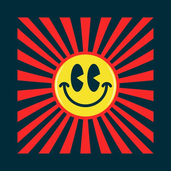 Strahlend Buntes Lächelndes Gesicht Emoji — Stockvektor