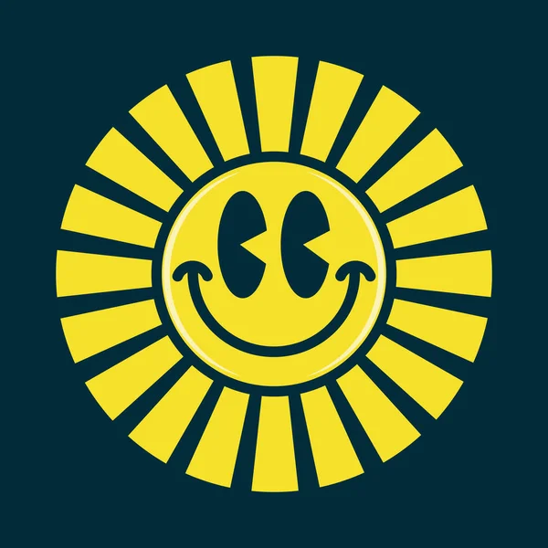 Felicidade Emoji Rosto Sorridente Brilhando Como Sol — Vetor de Stock