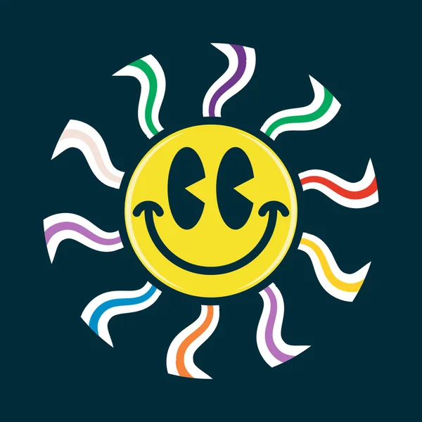 Happiness Smiling Face Emoji Shining Sun — Stock Vector