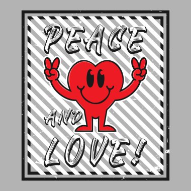 Aşk ve barış dolu kalp emojisi karikatürü. 