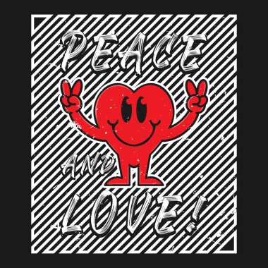 Aşk ve barış dolu kalp emojisi karikatürü. 