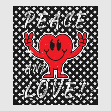 Aşk ve barış dolu kalp emojisi karikatürü. 