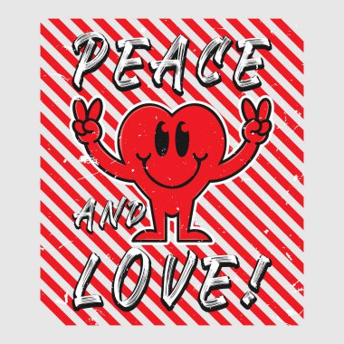 Aşk ve barış dolu kalp emojisi karikatürü. 