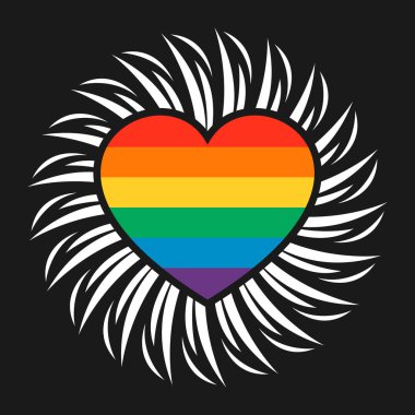 Parlak ve renkli kalp sembolü, LGBTQ gurur ayı