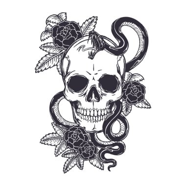 Kafatası vektör silueti tasarımı sanat eseri