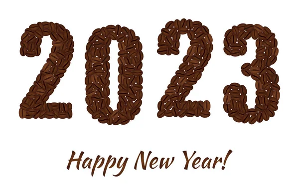 Happy New Year Figures 2023 Created Coffee Beans Isolated White Vector Graphics
