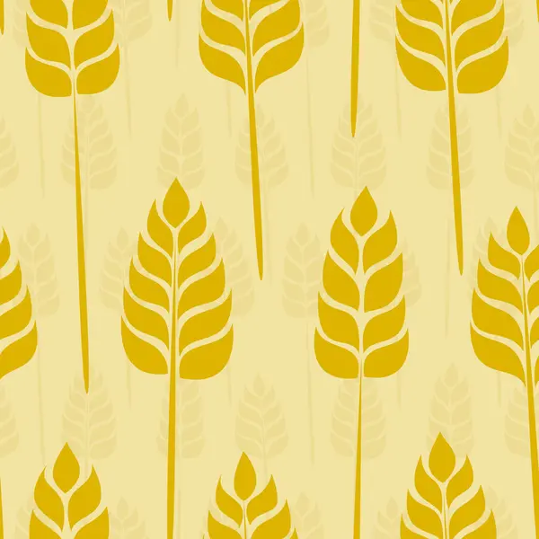 Seamless Pattern Ears Wheat Light Yellow Background Stock Vector