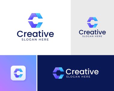 Modern geometric letter c logo. Letter c logo template. Bold letter c logo template. Simple Monogram logo template. minimalist and bold letter c logo template