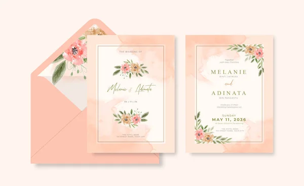 stock vector Beautiful hand painted floral watercolor wedding invitation