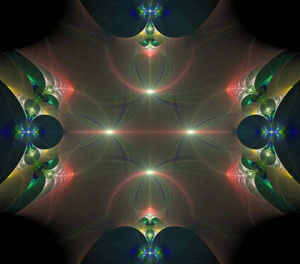Иллюстрации Психоделический Фрактальный Футуристический Геометрический Красочный Орнамент Рендер — стоковое фото