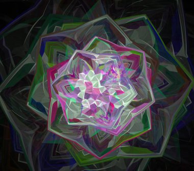 Çizimler saykodelik fraktal fraktal fraktal geometrik renkli süsleme 3D