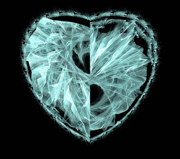 Ilustracje Psychodeliczna Fraktalna Futurystyczna Geometryczna Ozdoba Render Heart — Zdjęcie stockowe