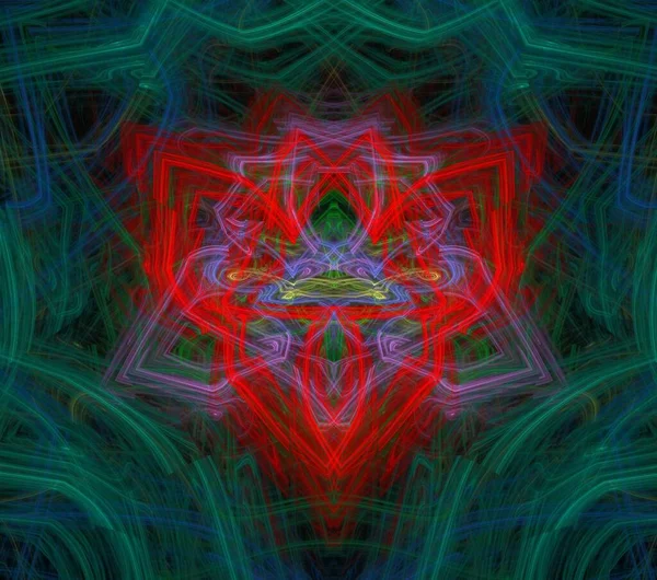 Illustraties Psychedelische Fractal Futuristische Geometrische Kleurrijke Ornament Render — Stockfoto