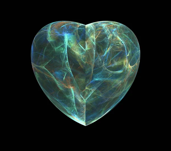 Иллюстрации Психоделический Фрактальный Футуристический Геометрический Красочный Орнамент Рендер Сердца — стоковое фото