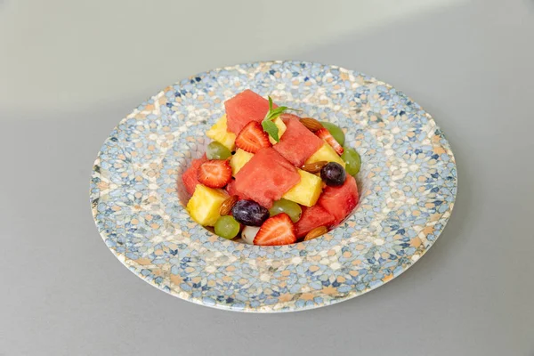 Mixed Fruit Salad Served Plate — Stock Photo, Image