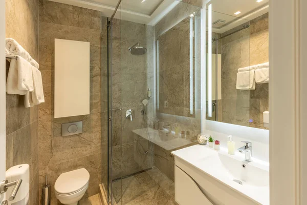 Bathroom Interior Glass Shower Cabin — Stock fotografie