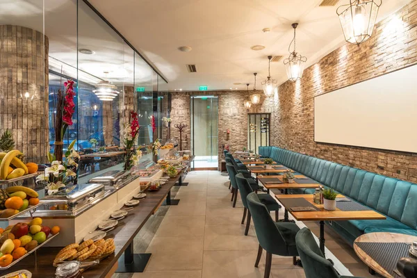 Restaurante Interior Con Mesa Buffet Comida — Foto de Stock