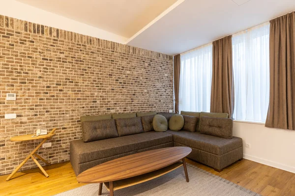 Interior Modern Hotel Apartment Brick Wall Decoration — Stok fotoğraf