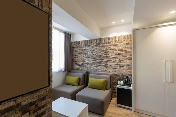 Interior Modern Hotel Apartment Brick Wall Decoration — Stockfoto