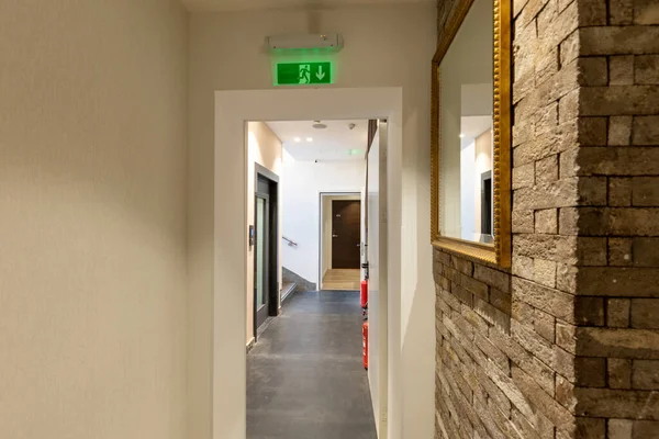 Hotel Corridor Interior Brick Wall Decoration —  Fotos de Stock