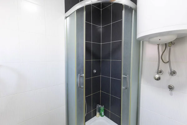 Bathroom Interior Glass Shower Cabin — Stockfoto