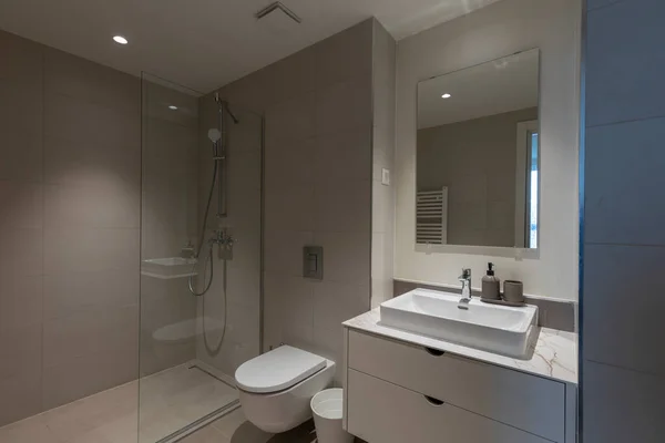 Bathroom Interior Glass Shower Cabin — 스톡 사진