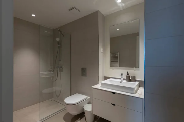 Bathroom Interior Glass Shower Cabin — Fotografia de Stock