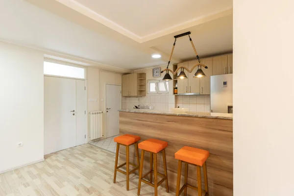 Interior Cozinha Madeira Moderna — Fotografia de Stock