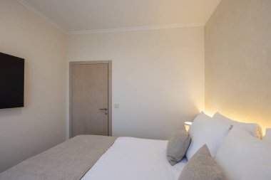 Lüks bir otel çift kişilik yatak yatak odası iç