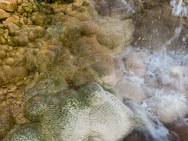 Fonte Água Quente Subterrânea Cores Mudanças Nas Pedras Chão — Fotografia de Stock