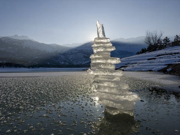 Créer Une Perspective Zen Créative Avec Des Calottes Glaciaires Gelées — Photo