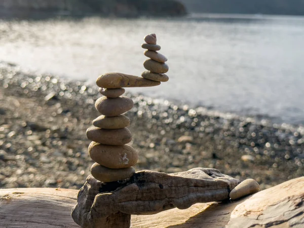 Efeito Relaxante Poder Misterioso Sinergia Pedras Zen — Fotografia de Stock