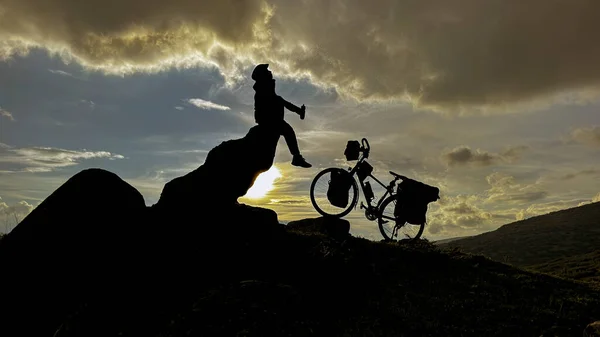 Molası Eğlence Mutlu Bisiklet Gezgini Konsepti — Stok fotoğraf