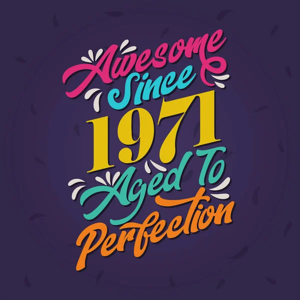 Awesome 1971 Aged Perfection Awesome Birthday 1971 Retro Vintage — Stockový vektor