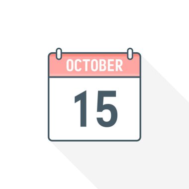 15th October calendar icon. October 15 calendar Date Month icon vector illustrator clipart