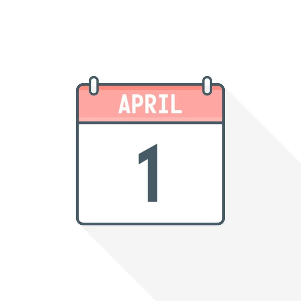 1St April Kalender Ikon April Kalender Dato Måned Ikon Vektor – Stock-vektor