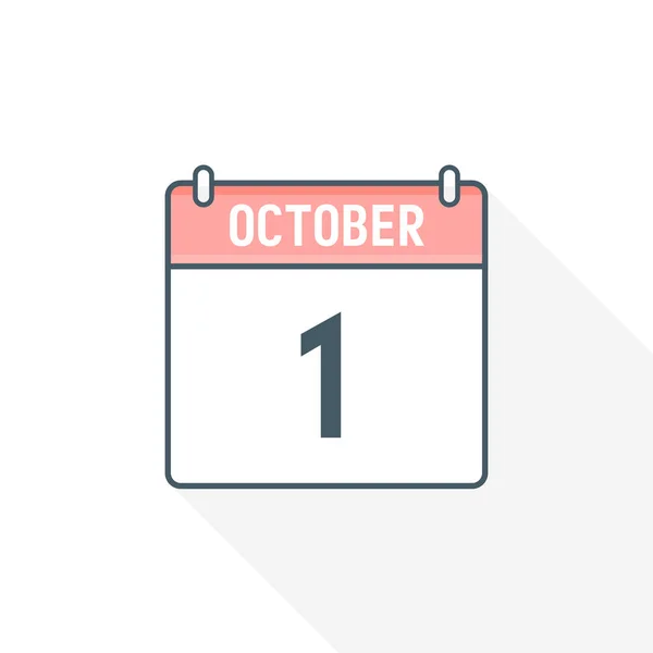 10月1日カレンダーアイコン 10月1日カレンダー日付アイコンベクトルイラストレーター — ストックベクタ