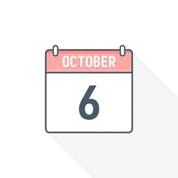 十月六日日历图标 10月6日日历日期月图标向量说明符 — 图库矢量图片