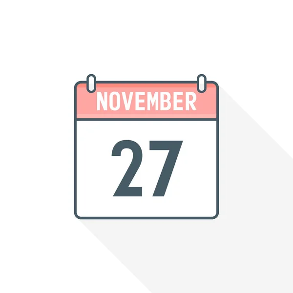 27Th November Calendar Icon November Calendar Date Month Icon Vector — Stock Vector